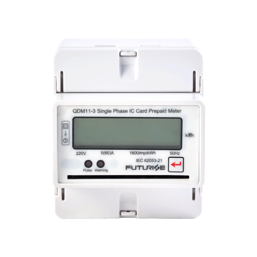 Compteur d'énergie pour carte à puce monophasée DIN Rail FUTURISE QCM13