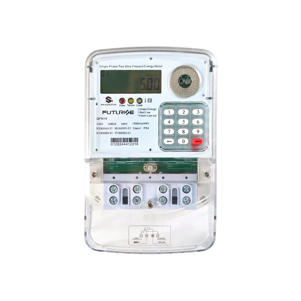 Compteur d'énergie prépayé monophasé conforme à la norme FUTURISE QBM16 STS
