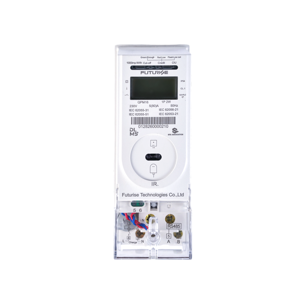 Compteur prépayé à rail DIN à type divisé FUTURISE QPM16-D-2 STS avec écran LCD