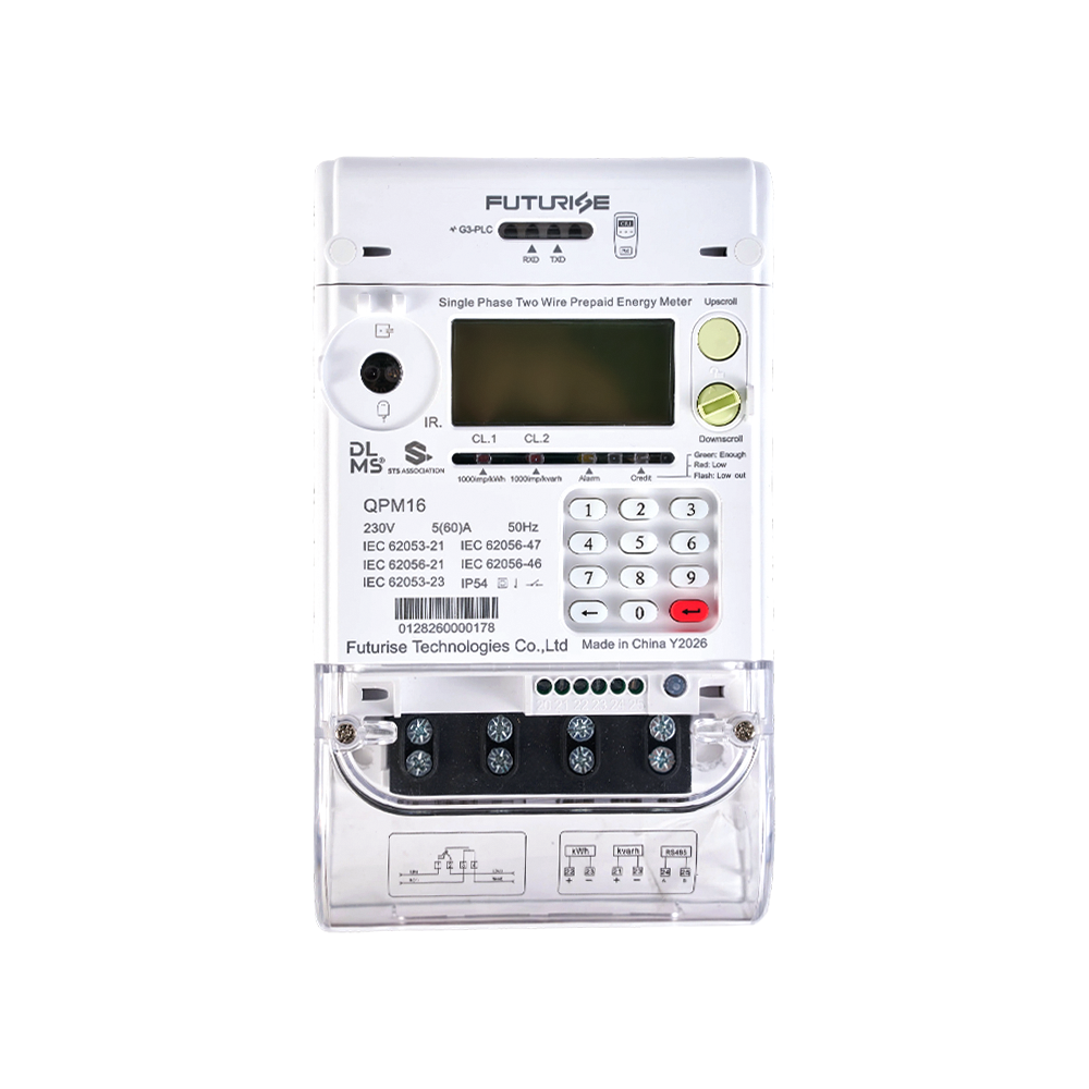 Compteur d'énergie à clavier prépayé monophasé FUTURISE QPM16 STS DLMS/COSEM protocal