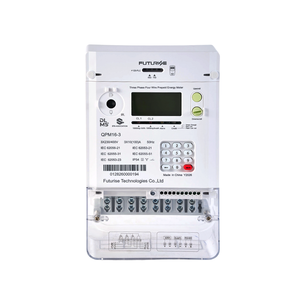Compteur de clavier prépayé triphasé FUTURISE QPM16-3 STS avec protocole DLMS/COSEM