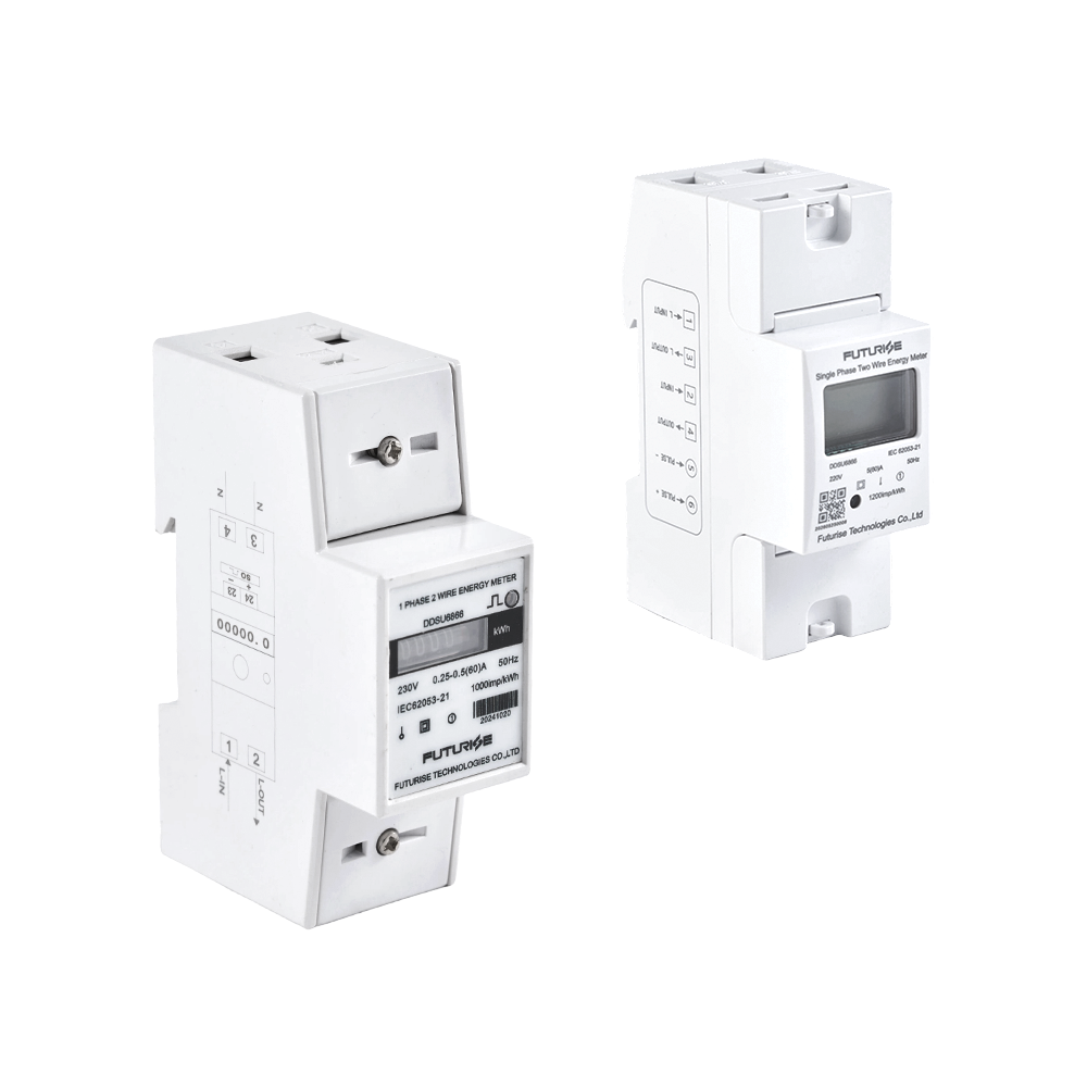 Compteur d'électricité monophasé 2 pôles DIN Rail FUTURISE QDM11-2 avec écran LCD en option pour la surveillance de l'alimentation résidentielle